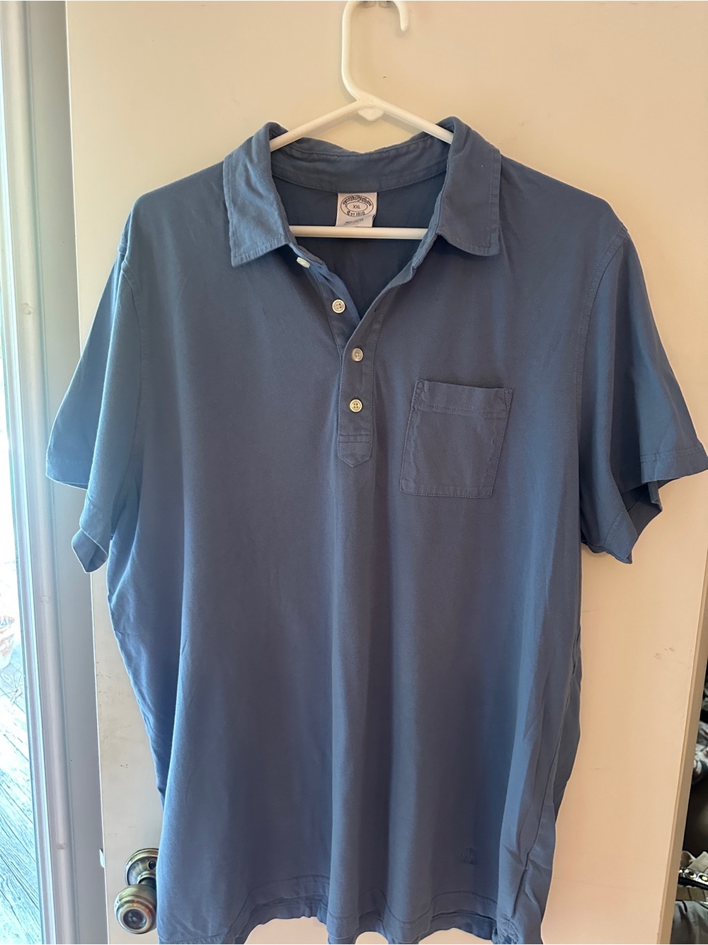 Brooks Brothers Slate Blue Polo with Chest Pocket